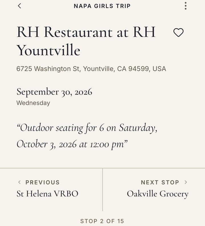 The visit page that opened, dated September 30, 2026, with the reservation note and no photos.